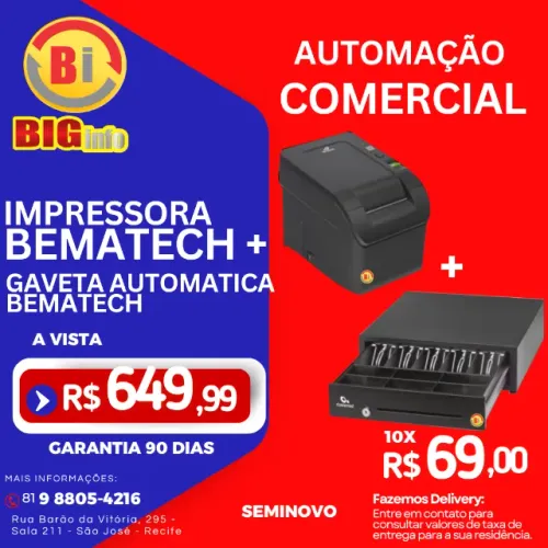 Impressora Termica + Gaveta Automatica Bematech - Em ate 10x Fixas  