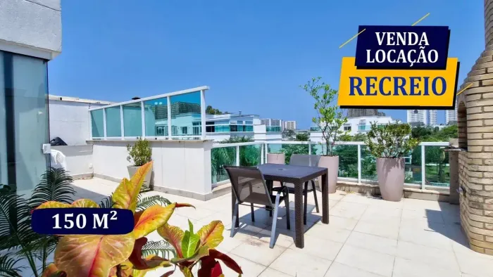 RECREIO CONDOMÍNIO BARRA VILLAGE 150M² LUXUOSA COBERTURA MOBILIADA 2 SUÍTES 2 VAGAS LAZER 