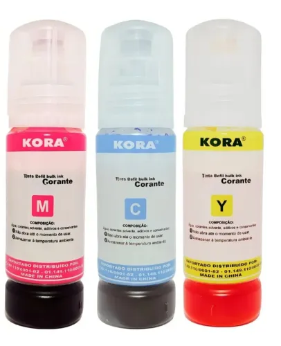 3 tintas para impressora marca kora Tinta Refill Bulk Ink Corante ara Epson L3250 L3150 L3