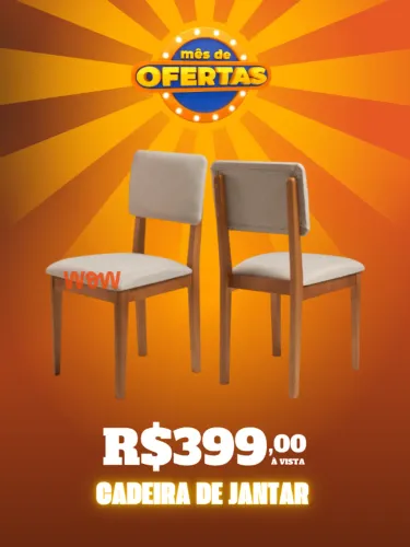 Cadeira com Estrutura Maciça - Estofado em Linho APENAS 399,00