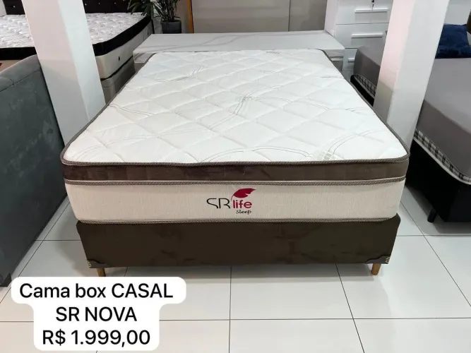 CAMA CASAL- COLCHÃO MOLAS ENSACADAS + BASE- 1,88mt x 1,38mt