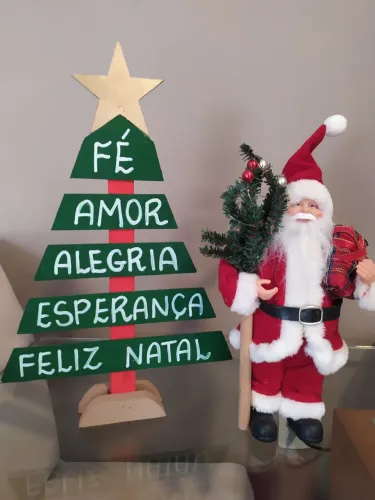 Natal Enfeites: Placa Pinheiro + Papai Noel