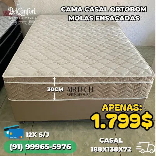 Cama Box Casal Ortobom Molas Ensacadas - Entrega Grátis