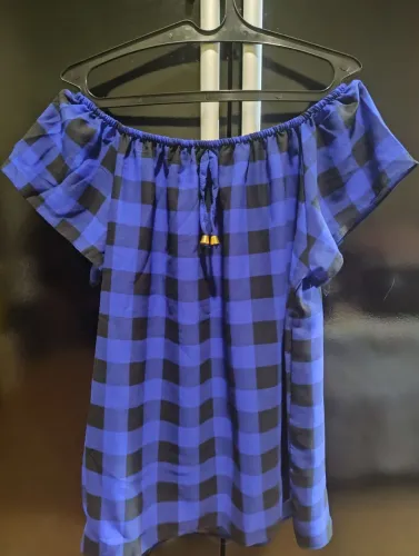  BLUSA  XADREZ  FEMININA  Azul e Preto. Tamanho ÚNICO!