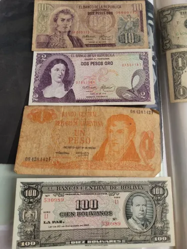 Cédulas Antigas da América Latina, Argentina, Bolívia e Colômbia 