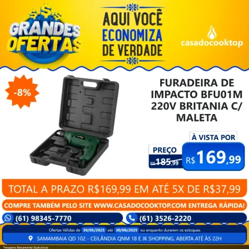 FURADEIRA DE IMPACTO BFU01M 220V BRITANIA C/ MALETA