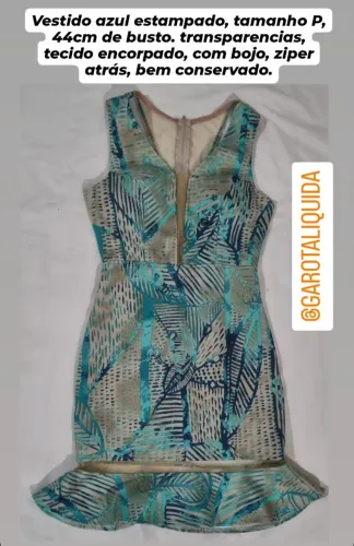 Vestido azul estampado tamanho P