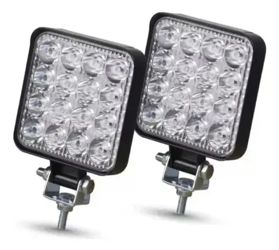 Par Farol Milha 16 LED Universal 48w 12v/24v 6000k Quadrado