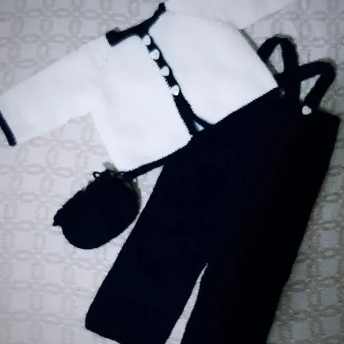 Conjunto Infantil Tricot Preto e Branco