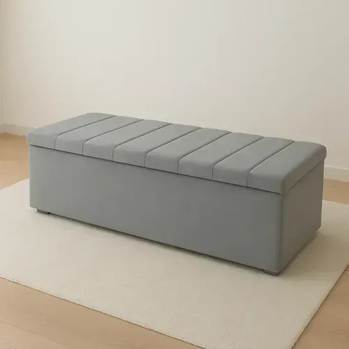 Puff Baú Sapateira com Capitonê em Suede Liso Puff Baú Gaveta (sapateira e Calçadeira)