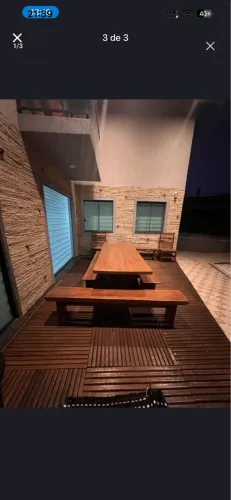 Mesa 290x90cm + 4 banquetas+ 2cadeiras madeira maciça