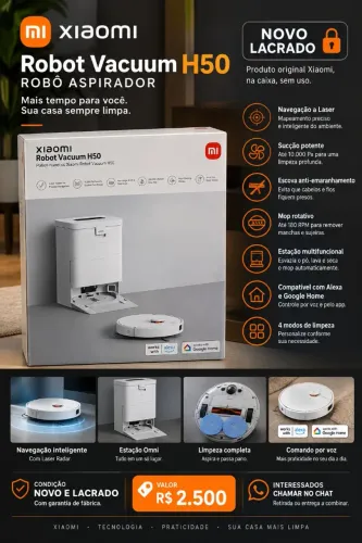 Robô Aspirador Xiaomi H50 Novo Lacrado | 10.000Pa + Estação Omni