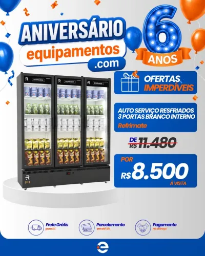 Auto serviço 3 portas frios e laticínios branco interno novo 