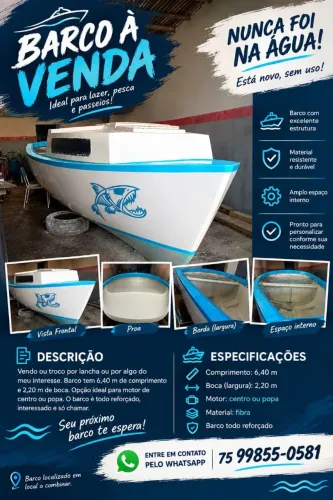 Barco de fibra novo