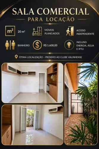 Sala Comercial 20 m² para Locação em Valinhos  Bairro Castelo | Mobiliada