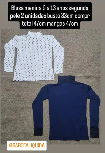 Blusa segunda pele menina 9 a 13 anos 2 unidades