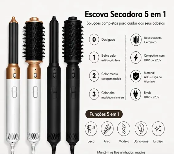 ESCOVA SECADORA 5 EM 1 - 220V