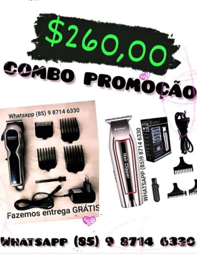 kit máquina cortar cabelo e de acabamento kemei. entrega grátis 