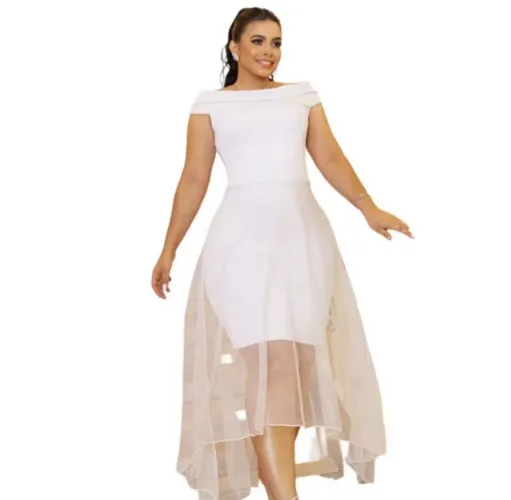 Vestido Midi com tule e glitter!