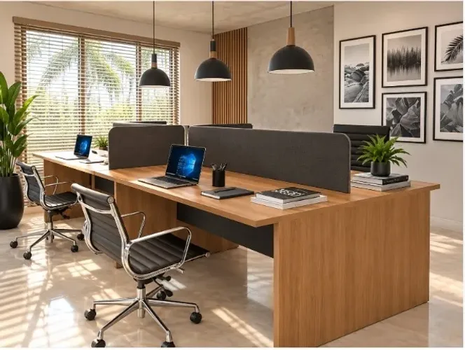 Estação Top Workshop Office Alto Padrão. 4 Cxs. de Tomadas: L240cm x P130cm x A74cm