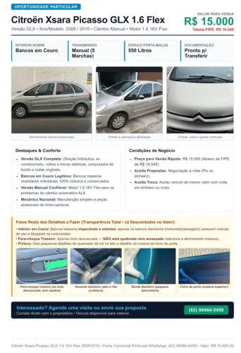 Citroen Xsara Picasso Exclus. 1.6/ 1.6 Flex 16V 2010
