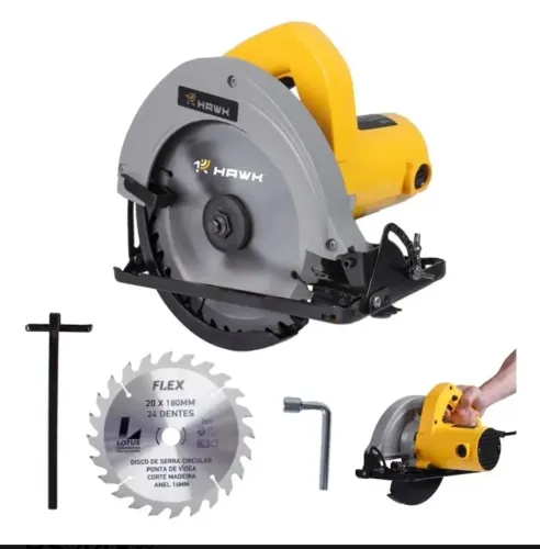 Serra Circular 1100w Hawk Potência E Precisão Para Cortes Amarelo 220v