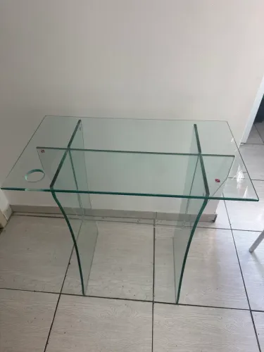 Escrivaninha Blindex de Vidro + Inox 70x40cm