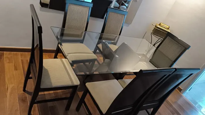Mesa vidro 6 cadeiras