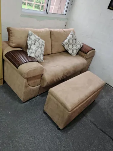 negociável SOFÁ DAMASCO 03 LUGARES + PUF-BAÚ ViRA CAMA DE CASAL