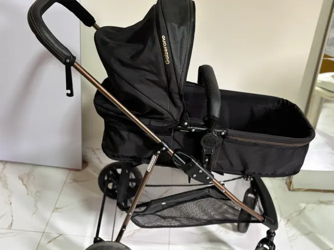 Carrinho de Bebê Berço Moisés Passeio Napoli Preto Galzerano