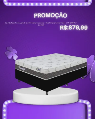 Base casal Corino + colchão casal prime light molas / pague na entrega 