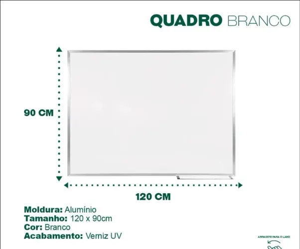 Quadro Lousa Branca 120x90 Moldura Alumínio