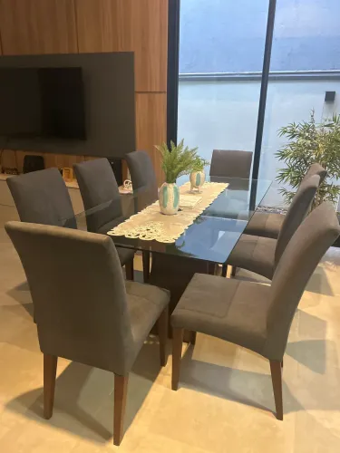 Mesa Vidro 8 Cadeiras