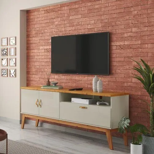 Rack Sala Quarto 160cm para Tv 60 Sirius 1.6 Patrimar Off White/Cinamomo