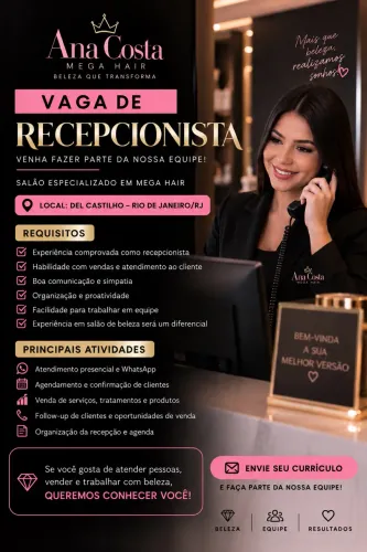 Vaga para recepcionista com experiência