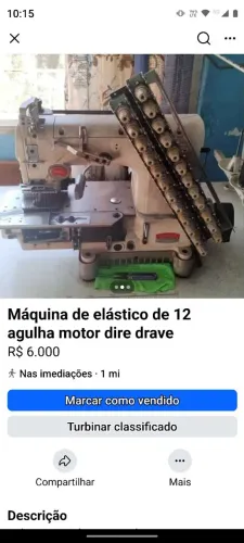 Máquina de elástico de 12 agulha semi nova motor diredrive 