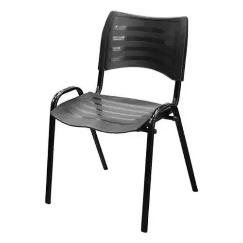 04 Cadeiras Empilháveis Reforçadas para Recepção Cor Preta