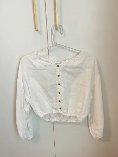 Blusa linho manga longa feminina