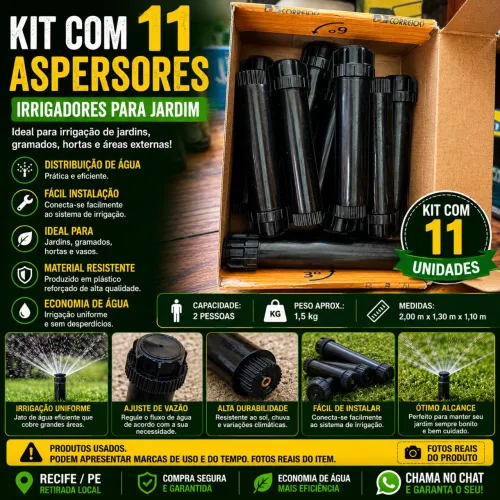 KIT COM 11 ASPERSORES / IRRIGADORES PARA JARDIM