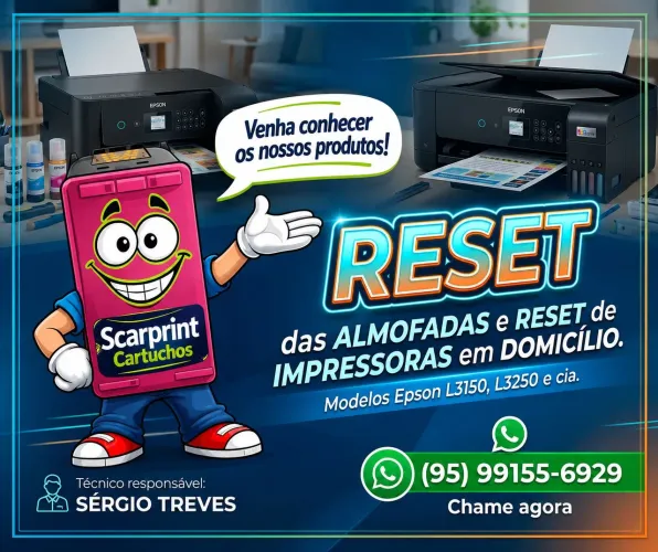 Reset das almofadas e Reset de impressoras em domicílio