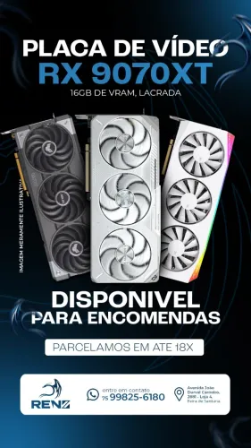 (Renz Informática) (ENCOMENDA) Placa de vídeo AMD RX 9070 XT 16gb GDDR6 NOVA LACRADA