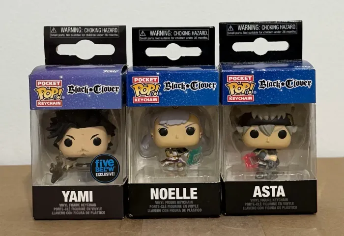 Chaveiros Funko Black Clover Yami, Noelle e Asta