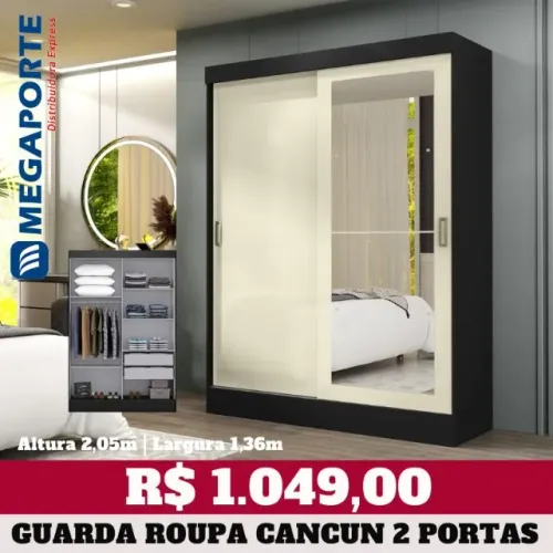 Guarda Roupa 2 Portas de Correr com Espelho (Novo) Entrega Grátis! 