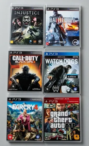 Jogos PS3 - Injustice, Battlefield 4, COD Black Ops 3, Watch Dogs, Far Cry 4, GTA IV