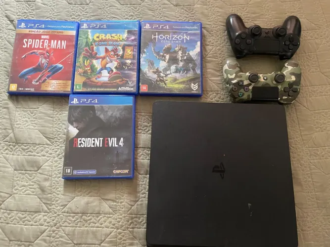 PS4 500GB + 2 Controles + 4 Jogos - Funcionando - Kit Completo