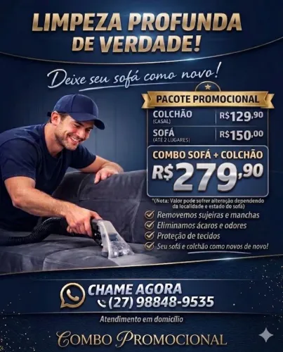 Limpeza de Sofá | Colchão | Veículos