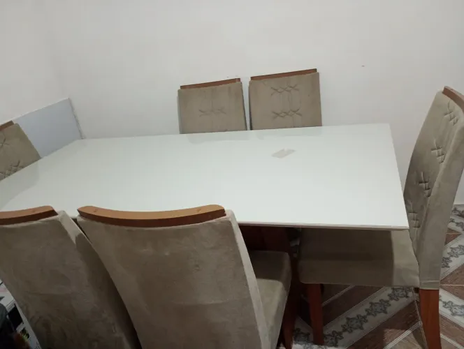 Mesa nova 6 lugares tampo de vidro