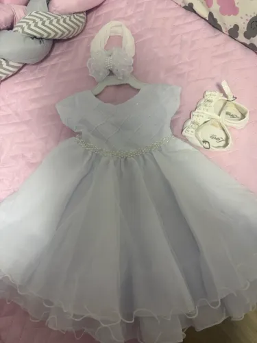 Vestido Batizado Bebê Menina c/ Acessórios