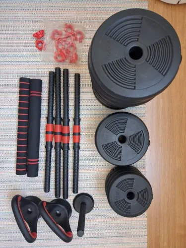 Kit Halteres + Barra Ajustável 40kg Completo para Musculação