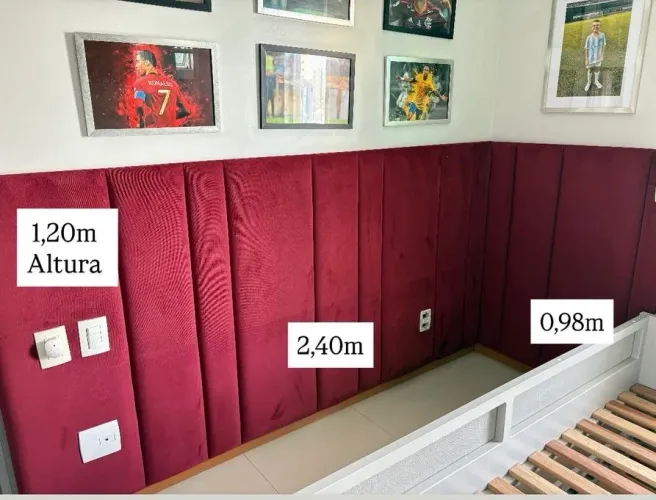 Painel de parede em MDF e tecido 